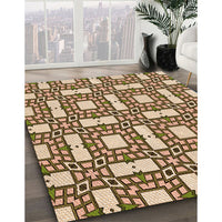 Patterned Dark Bronze Brown Rug, pat505org