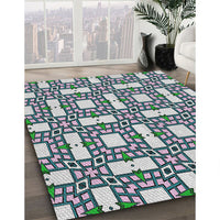 Patterned Light Steel Blue Novelty Rug, pat505