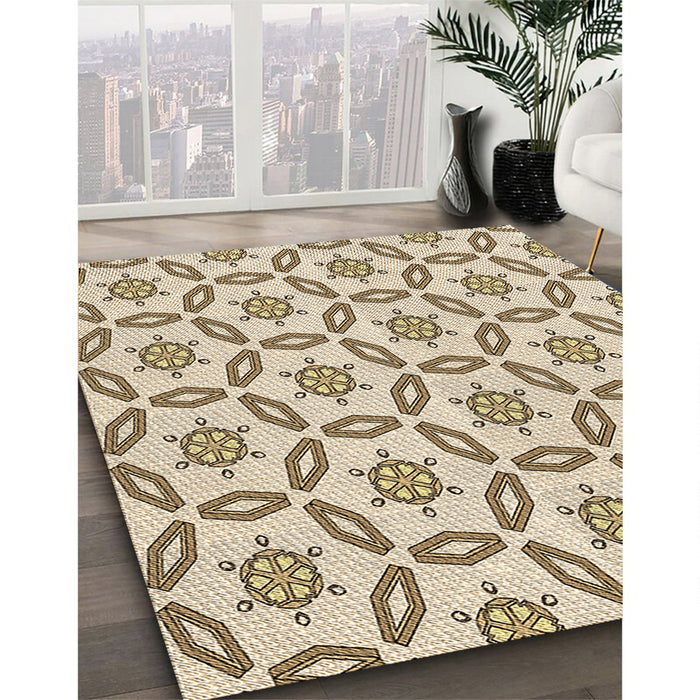 Machine Washable Transitional Golden Blonde Gold Rug in a Family Room, wshpat506brn