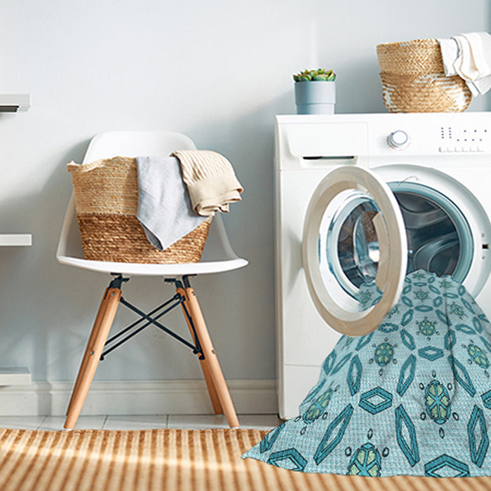 Machine Washable Transitional Blue Rug in a Washing Machine, wshpat506lblu