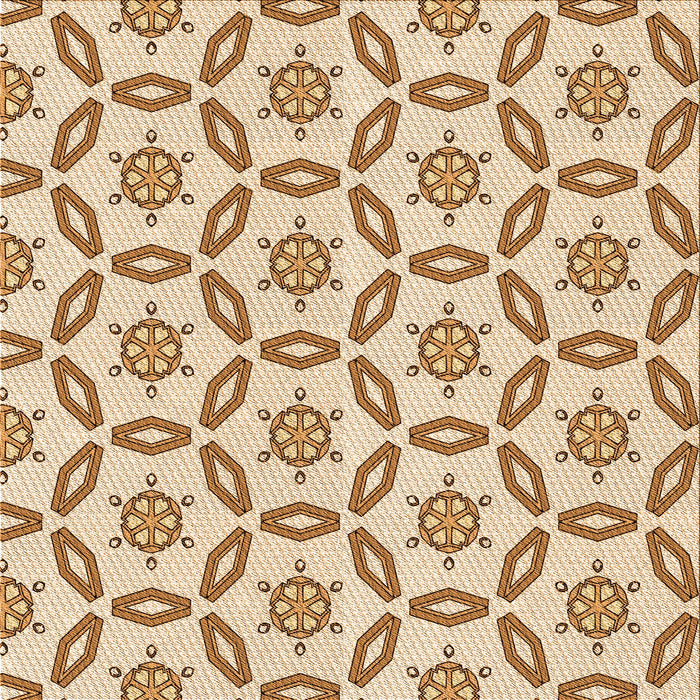 Round Patterned Golden Blonde Gold Rug, pat506org