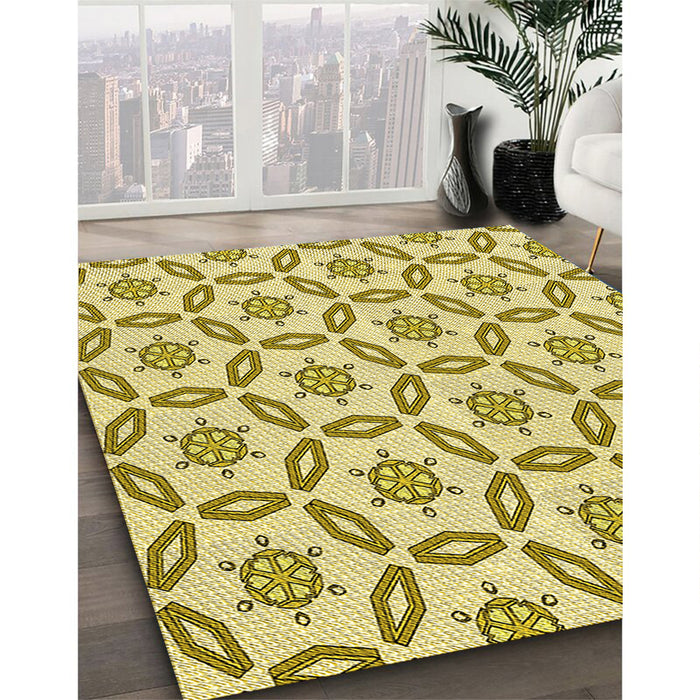 Machine Washable Transitional Dark Golden Brown Rug in a Family Room, wshpat506yw