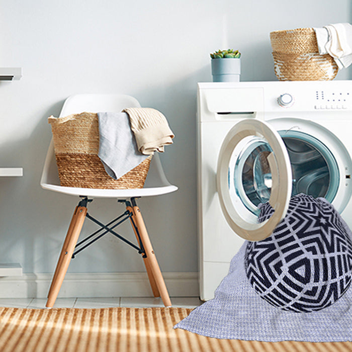 Machine Washable Transitional Blue Rug in a Washing Machine, wshpat507blu
