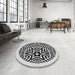 Round Patterned Platinum Gray Rug in a Office, pat507gry