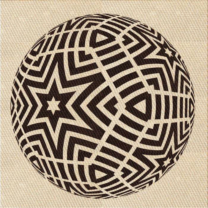 Round Patterned Golden Blonde Gold Rug, pat507org