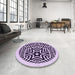 Round Patterned Purple Rug in a Office, pat507pur