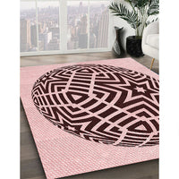 Patterned Brown Red Rug, pat507rd