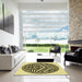 Square Patterned Mustard Yellow Rug in a Living Room, pat507yw