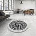 Round Patterned Light Black Novelty Rug in a Office, pat507