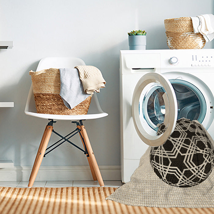Machine Washable Transitional Vanilla Gold Rug in a Washing Machine, wshpat508brn
