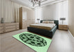 Patterned Medium Forest Green Rug in a Bedroom, pat508grn