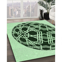 Patterned Medium Forest Green Rug, pat508grn