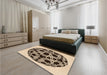 Patterned Deep Peach Orange Rug in a Bedroom, pat508org