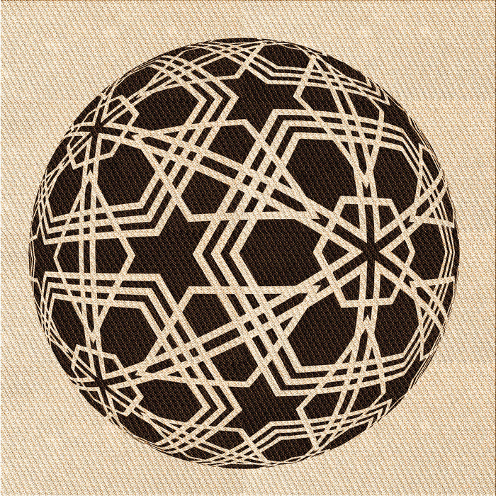 Round Patterned Deep Peach Orange Rug, pat508org