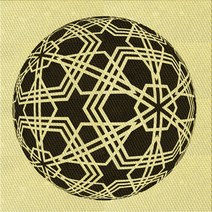 Round Machine Washable Transitional Mustard Yellow Rug, wshpat508yw