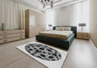 Patterned Platinum Gray Novelty Rug in a Bedroom, pat508