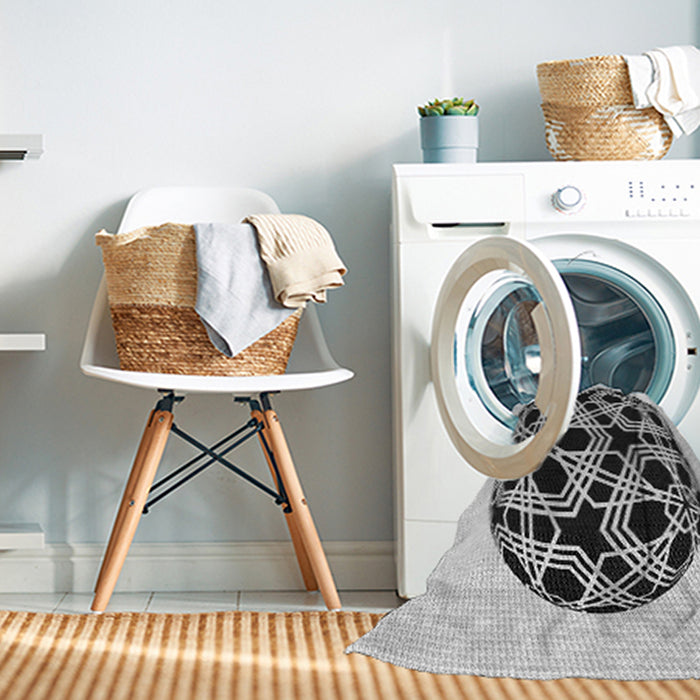 Machine Washable Transitional Platinum Gray Rug in a Washing Machine, wshpat508