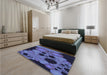 Patterned Light Slate Blue Rug in a Bedroom, pat509blu