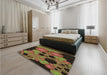 Patterned Dark Golden Brown Rug in a Bedroom, pat509brn