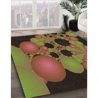 Patterned Dark Golden Brown Rug, pat509brn