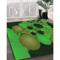 Patterned Dark Forest Green Rug, pat509grn