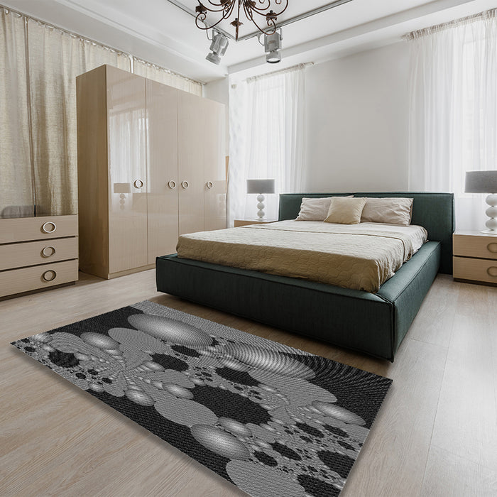 Patterned Gray Rug in a Bedroom, pat509gry