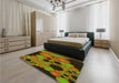 Patterned Red Brown Rug in a Bedroom, pat509yw