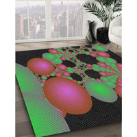 Patterned Forest Green Modern Rug, pat509