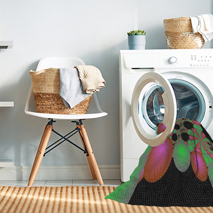 Machine Washable Transitional Forest Green Rug in a Washing Machine, wshpat509