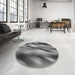 Round Patterned Gunmetal Gray Rug in a Office, pat51gry