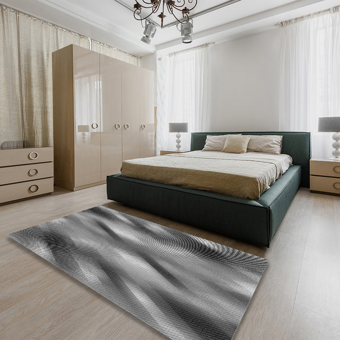 Patterned Gunmetal Gray Rug in a Bedroom, pat51gry