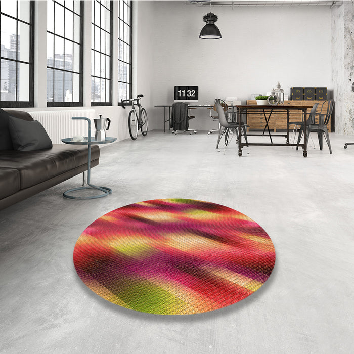Patterned Crimson Red Rug in a Kitchen, pat51org