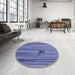 Round Patterned Deep Periwinkle Purple Rug in a Office, pat510blu