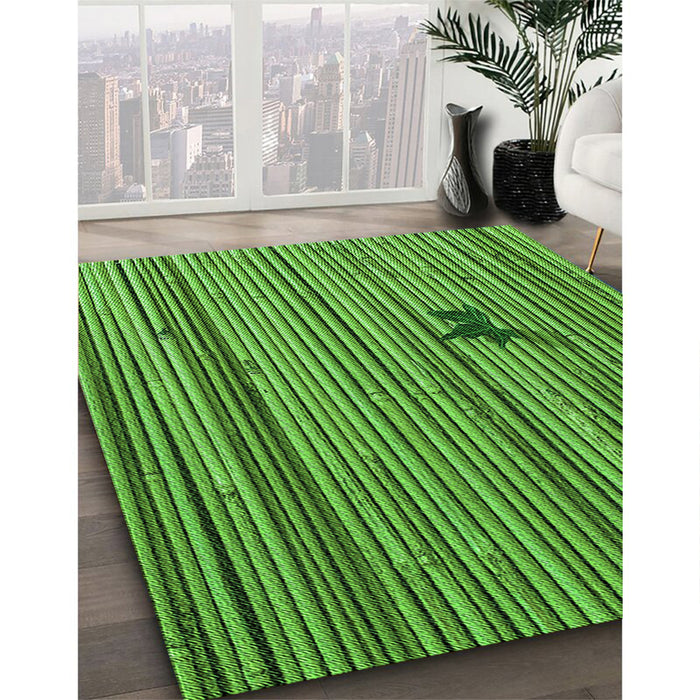 Patterned Green Rug in Family Room, pat510grn