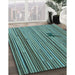 Patterned Medium Turquoise Green Rug in Family Room, pat510lblu