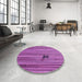 Round Patterned Dark Magenta Purple Rug in a Office, pat510pur