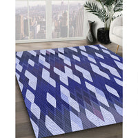 Patterned Denim Dark Blue Rug, pat511blu