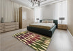 Patterned Metallic Gold Rug in a Bedroom, pat511brn