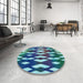 Round Patterned Blue Rug in a Office, pat511lblu