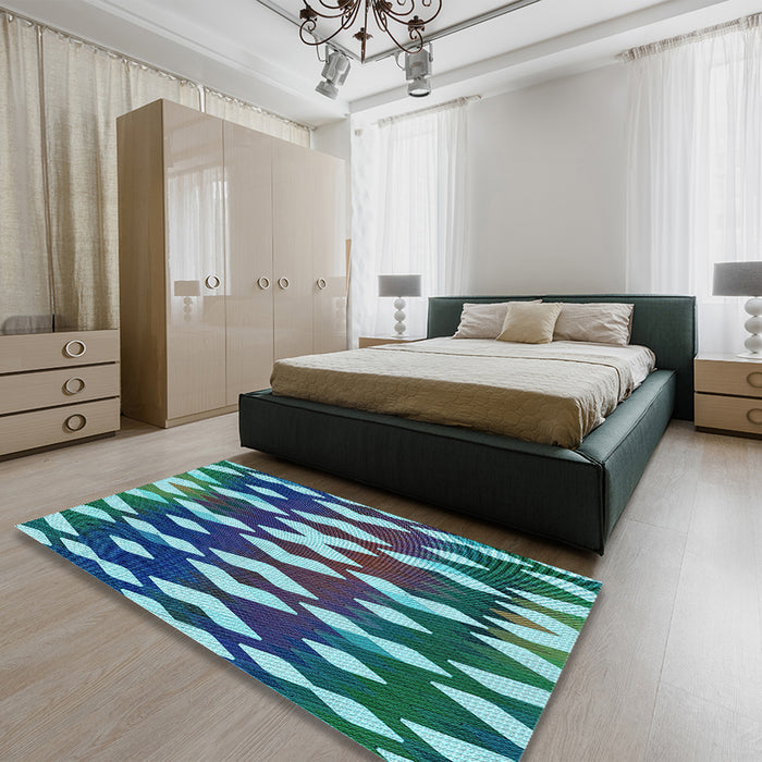 Patterned Blue Rug in a Bedroom, pat511lblu