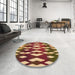 Round Patterned Saffron Red Rug in a Office, pat511org