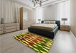 Patterned Red Brown Rug in a Bedroom, pat511yw