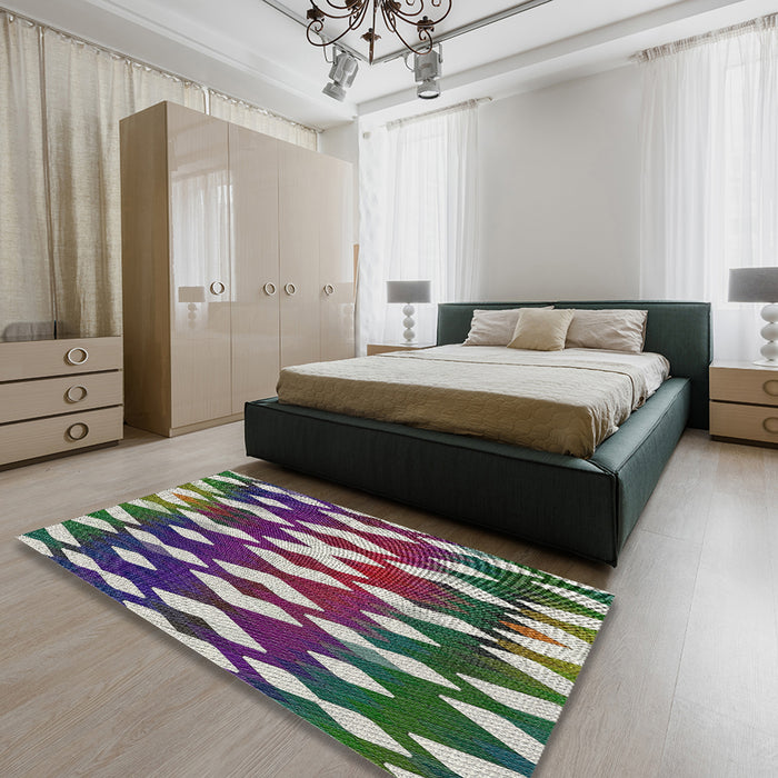 Patterned Green Novelty Rug in a Bedroom, pat511
