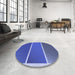 Round Patterned Sky Blue Rug in a Office, pat512blu