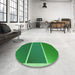 Round Patterned Forest Green Rug in a Office, pat512grn