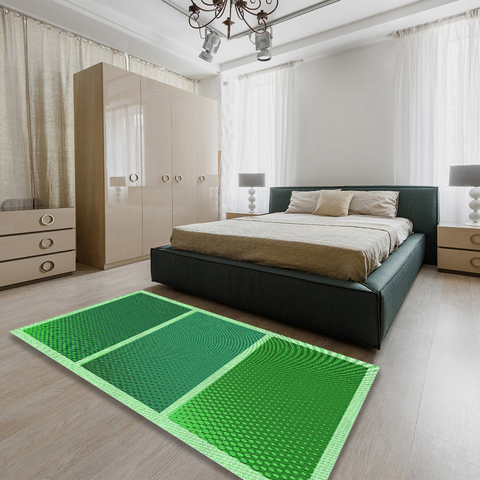 Patterned Forest Green Rug in a Bedroom, pat512grn