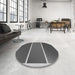 Round Patterned Gunmetal Gray Rug in a Office, pat512gry