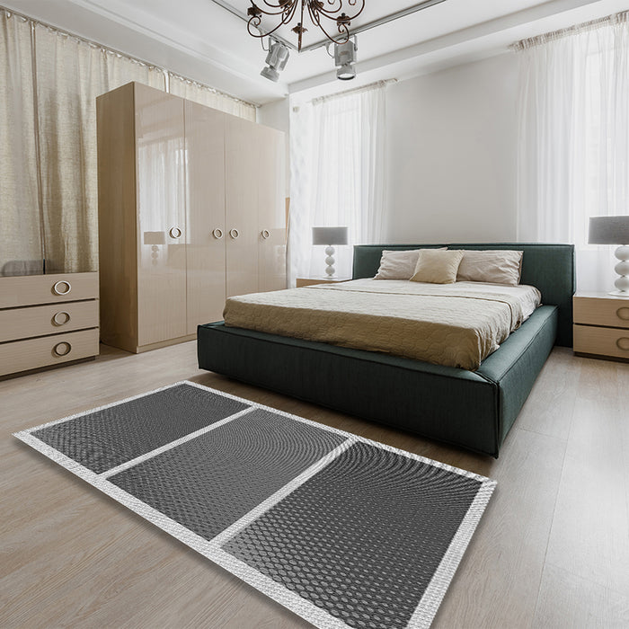 Patterned Gunmetal Gray Rug in a Bedroom, pat512gry