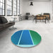 Round Patterned Blue Rug in a Office, pat512lblu