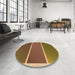 Round Patterned Saddle Brown Rug in a Office, pat512org